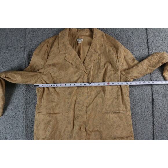 J Jill Jacket Size 20 Brown Floral Embroidered 3/4 Sleeve Button Up Pockets - Picture 7 of 9